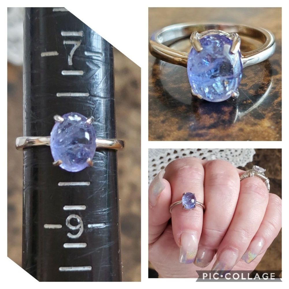 Genuine 2ct Tanzanite Cabochon Ring Size 8 - Picture 7 of 7